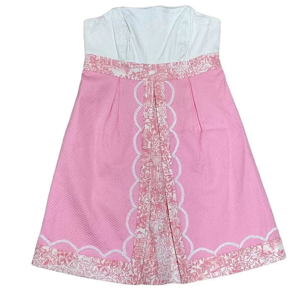 Lilly Pulitzer Jubilee Pink & White Strapless Dress Size 2